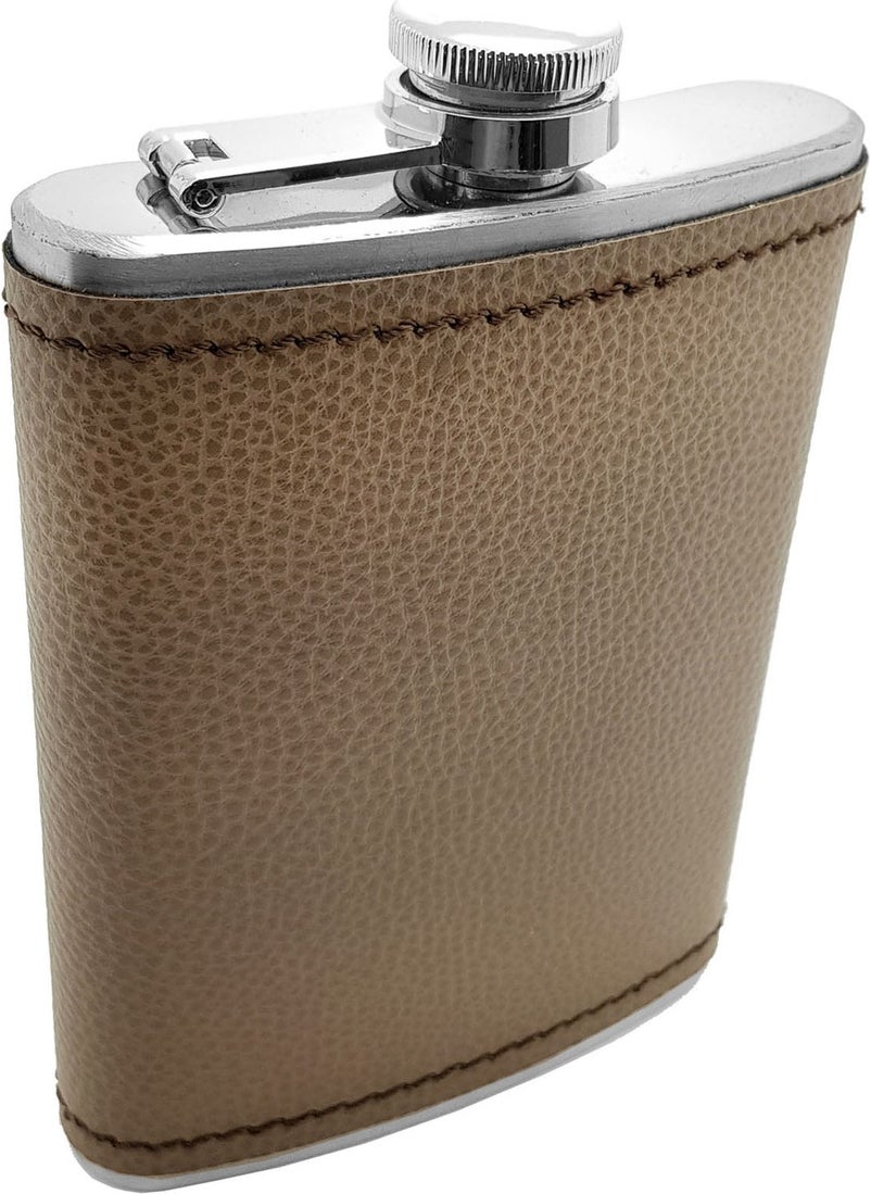 Steel Covered Gray Leather 8 Oz 240 ml Liquor Flask Set PY96GRT