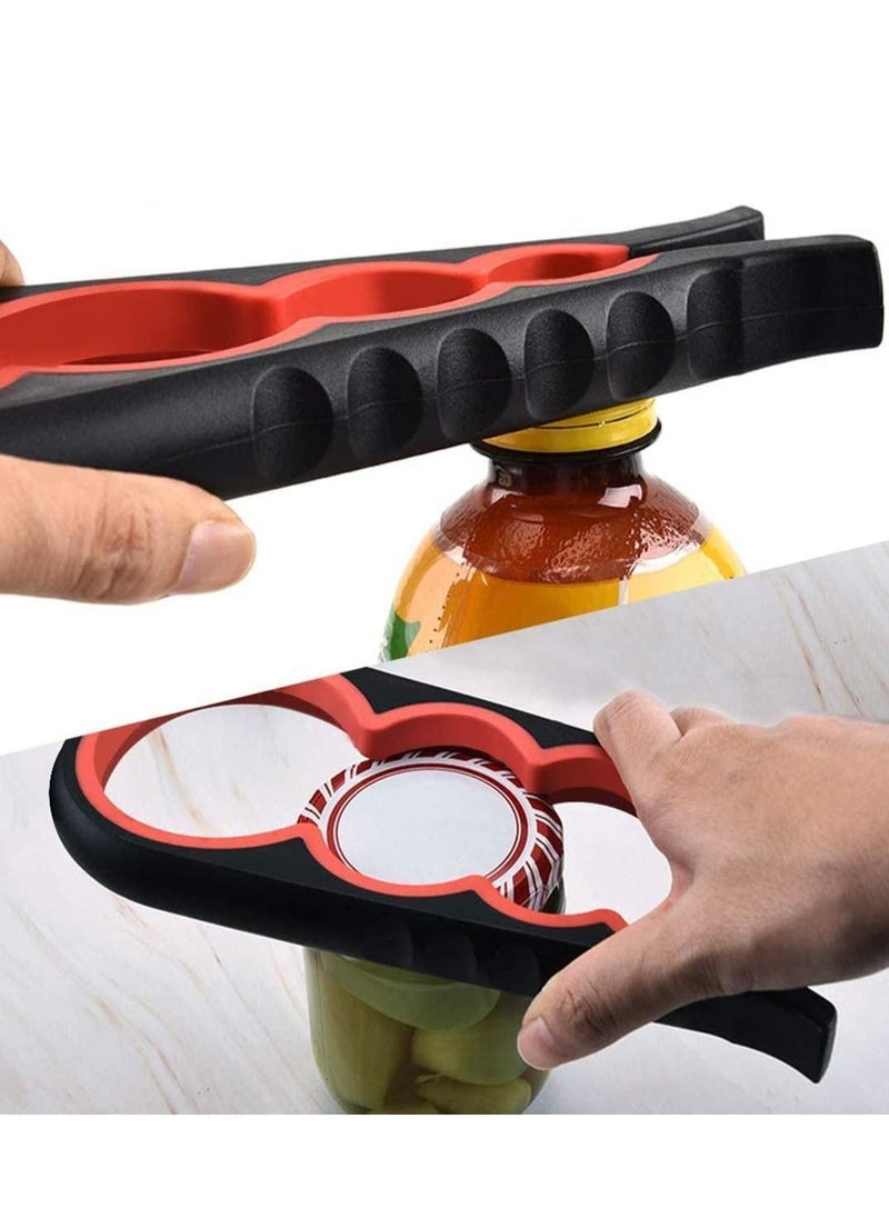 Jar Opener Set Get Off Lids, Five-In-One, Suitable for Family, Friends Gathering, Bars, etc., Anti-Slip Durable Can Bottle Opener, with Opening Pad Bonus Black
