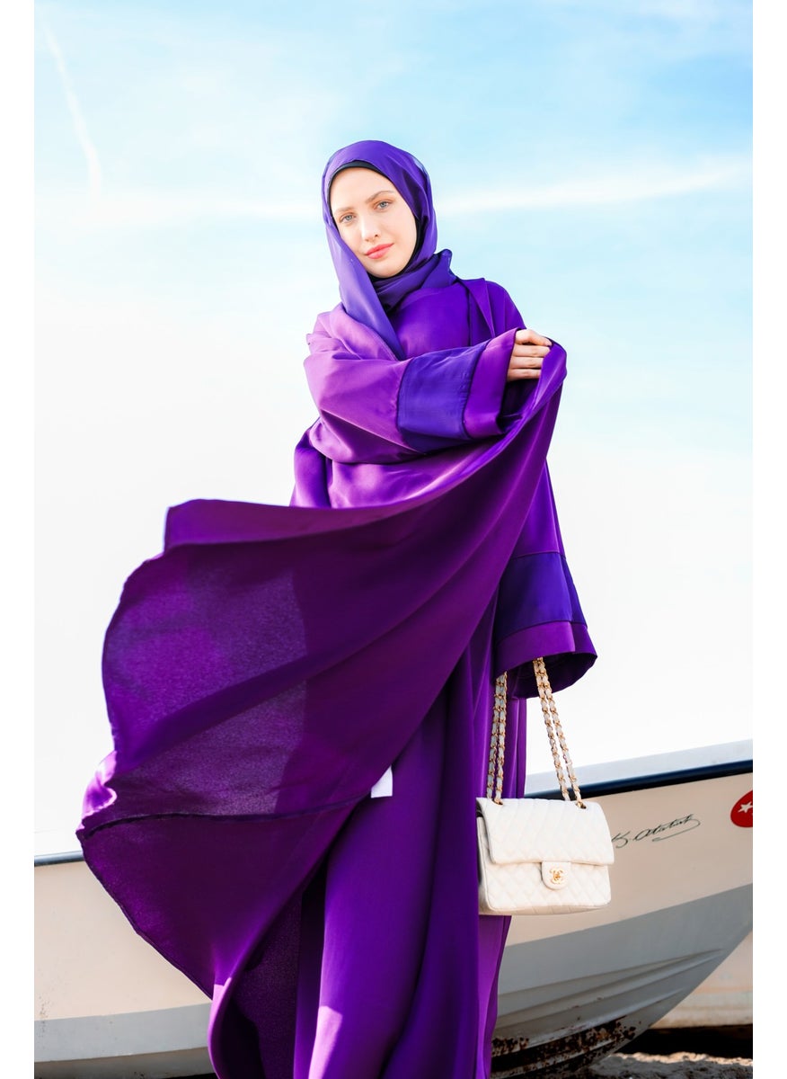 Purple Silk- Satin Abaya Ferace
