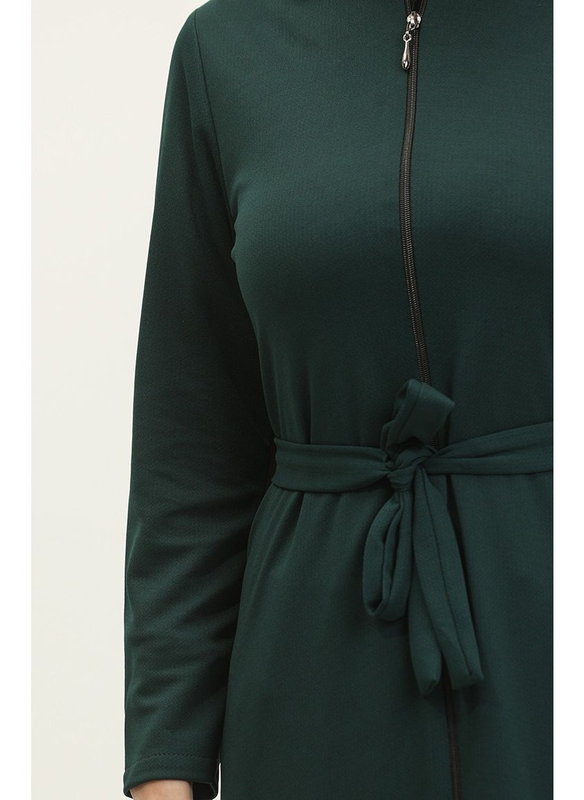 Pleated Belted Abaya 0703-05 Emerald Green