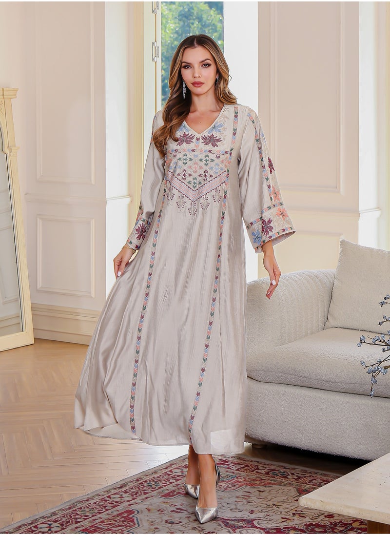 Muslim elegant dress women's clothing, abaya embroidered robe, Dubai women's clothing