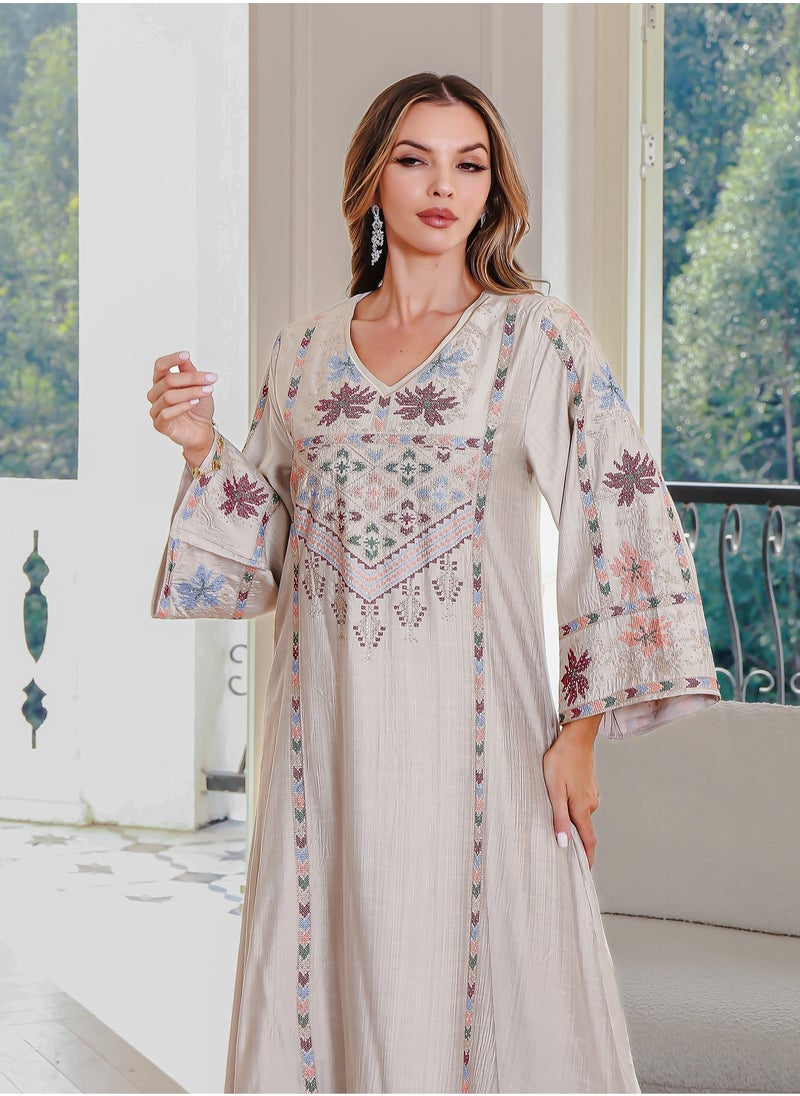 Muslim elegant dress women's clothing, abaya embroidered robe, Dubai women's clothing