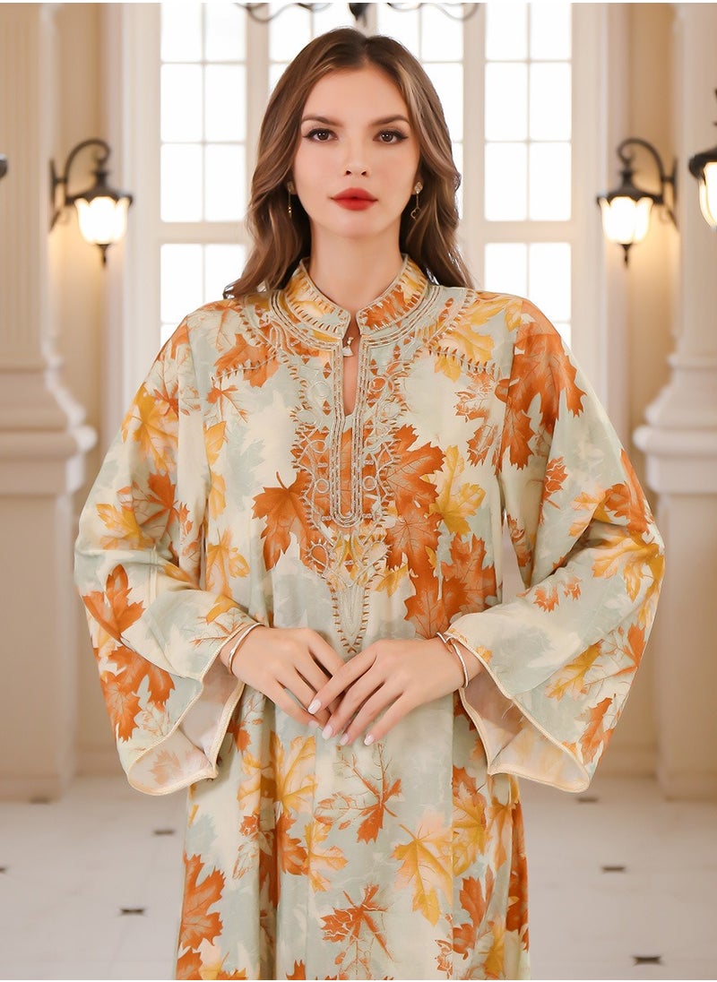 Muslim abaya summer robe dress, printed long dress, Dubai robe