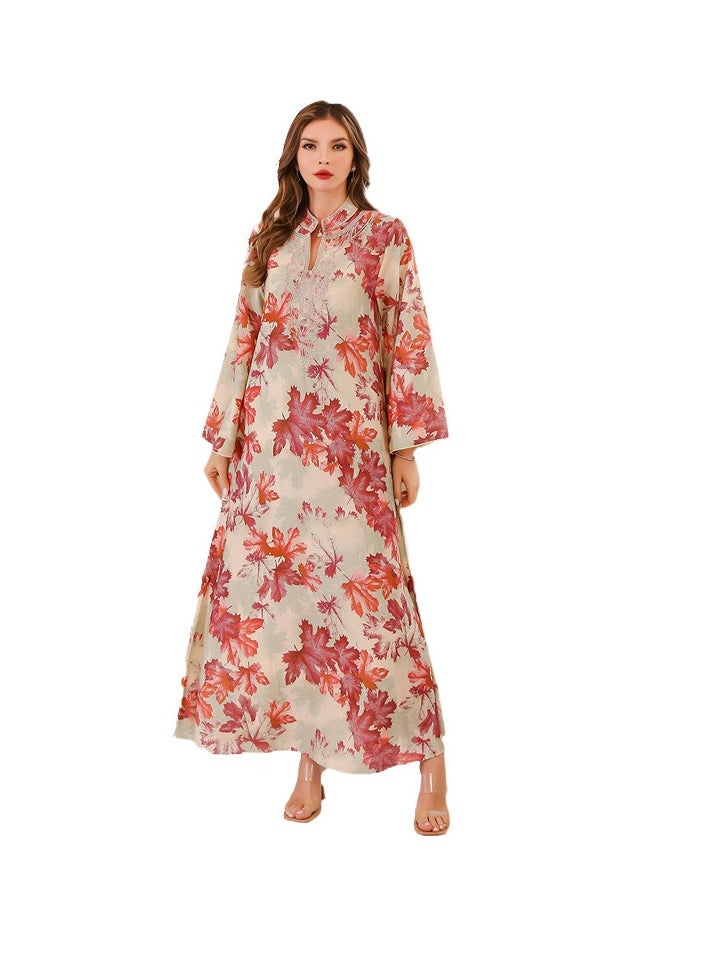 Muslim abaya summer robe dress, printed long dress, Dubai robe