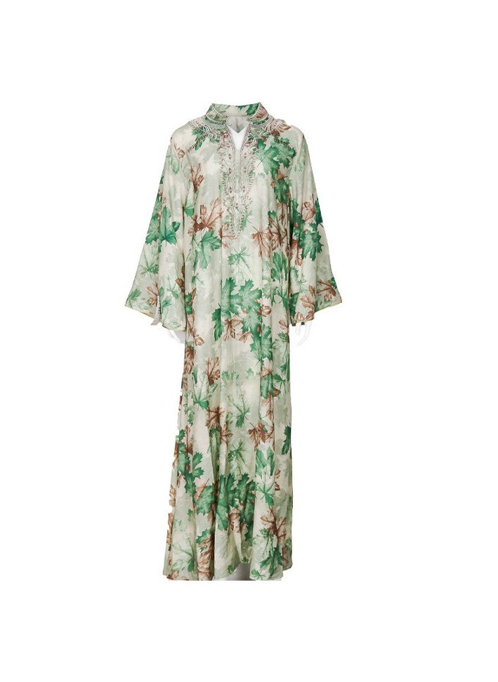 Muslim abaya summer robe dress, printed long dress, Dubai robe