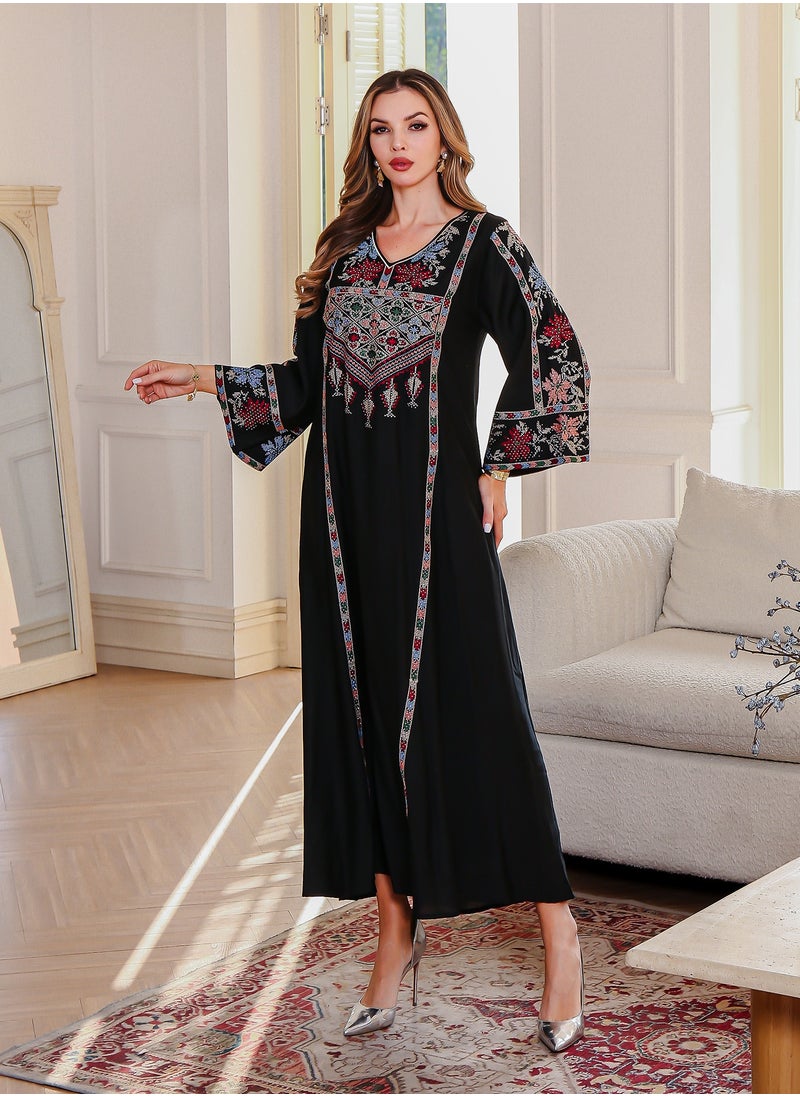 Muslim elegant dress women's clothing, abaya embroidered robe, Dubai women's clothing