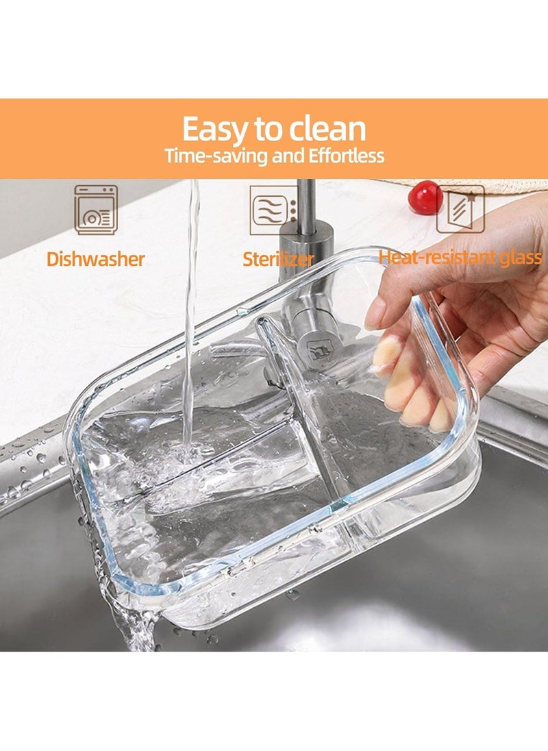 3 pieces glass kitchen meal preparation containers, 410ml, 650ml,960ml with durable lock lids, meal preparation containers, children's and adult glass bento boxes
