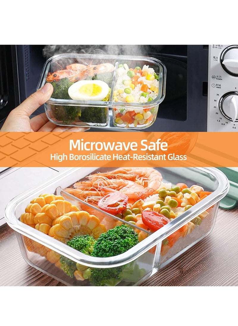 3 pieces glass kitchen meal preparation containers, 410ml, 650ml,960ml with durable lock lids, meal preparation containers, children's and adult glass bento boxes