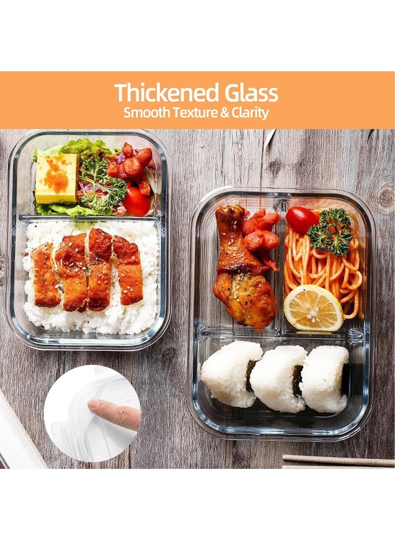 3 pieces glass kitchen meal preparation containers, 410ml, 650ml,960ml with durable lock lids, meal preparation containers, children's and adult glass bento boxes