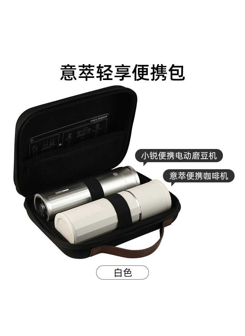Portable Electric Coffee Bean Grinder Hero XiaoRui Rechargeable Outdoor Automatic Coffee Mill Compact Plastic Home Office Bar Small Extract Light Carrying Case-White