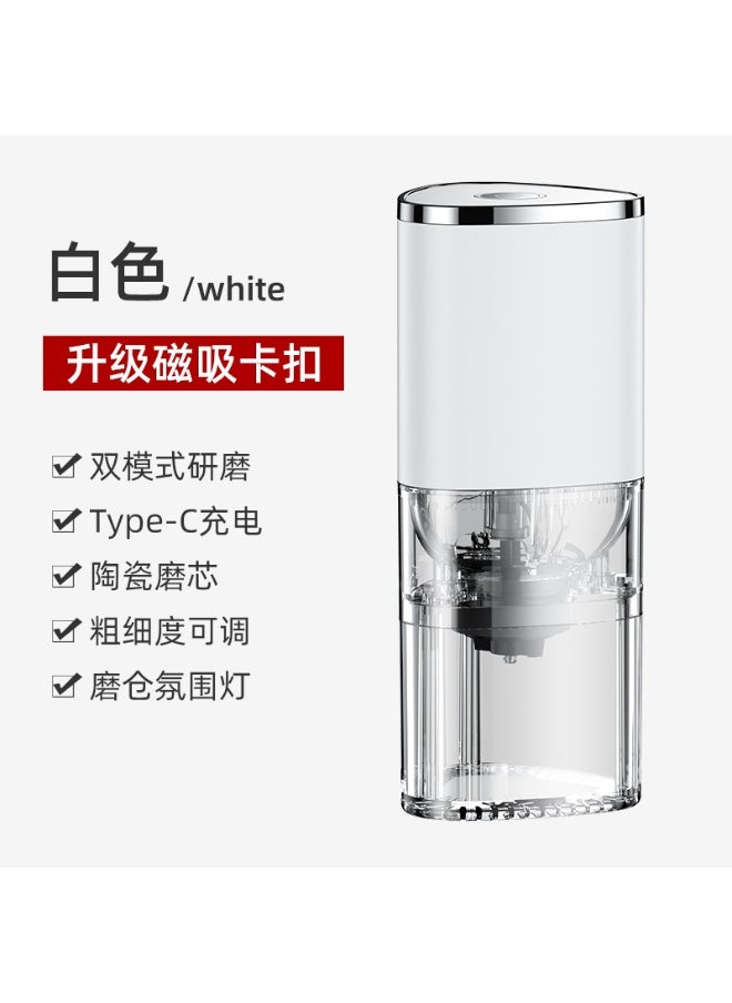 Portable USB Coffee Grinder for Beans White [coffee bean grinder]]