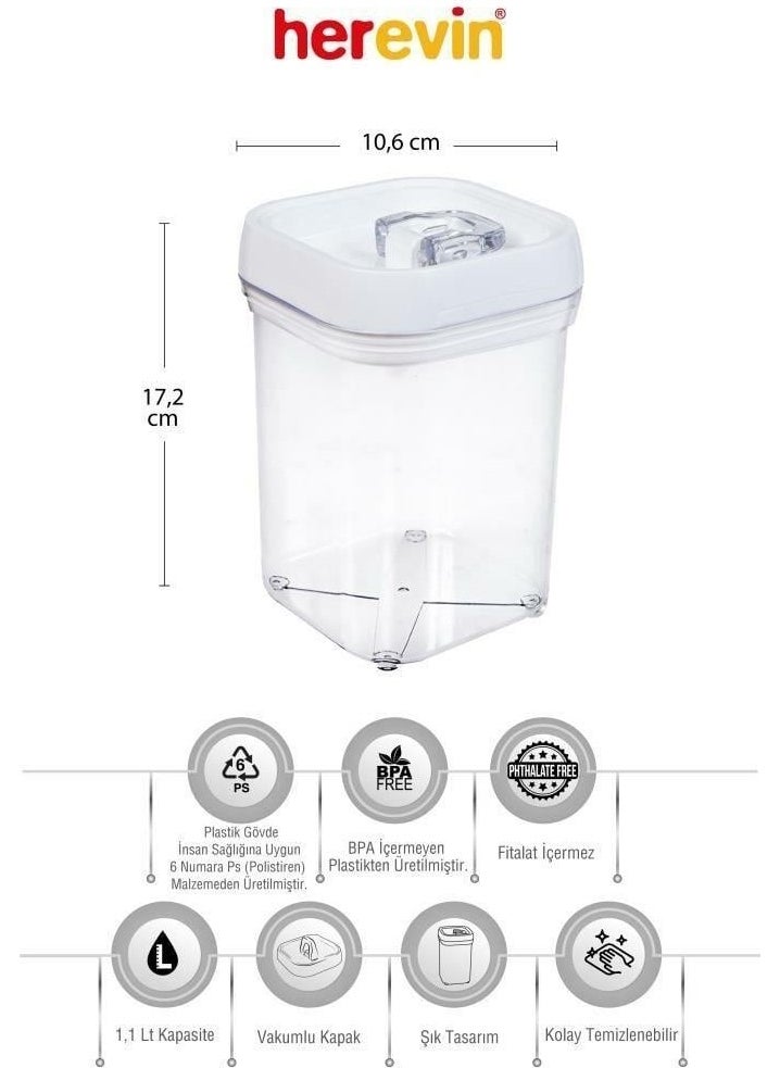 6-Piece Square 1.1 Lt Food Legume Storage Container Spice Dowry Set-White-25 Pieces Labeled