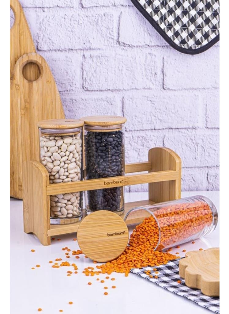 Paste - 4 Piece Stand and Vacuum Lid Spice Jar Set