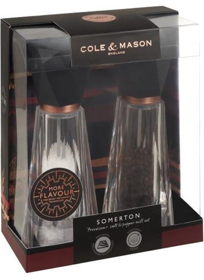 ​cole - Mason H321938 Somerton Antique Brass 180mm Salt-Pepper Mill Set