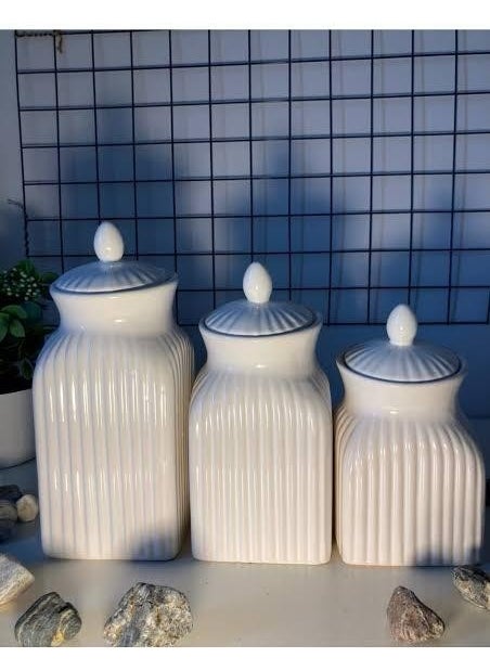 Ceramic Spice Jar Set 3 Size Spice Rack Set of 3