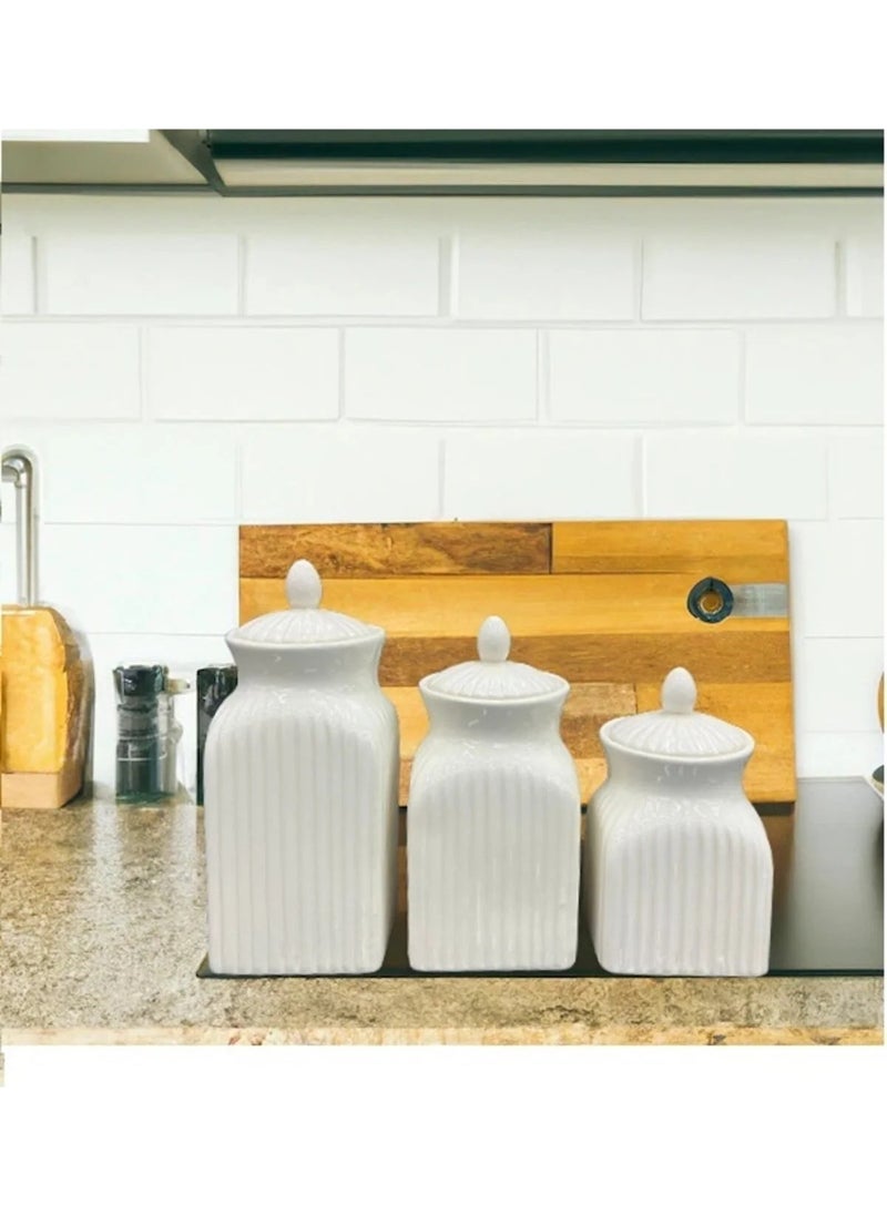Ceramic Spice Jar Set 3 Size Spice Rack Set of 3