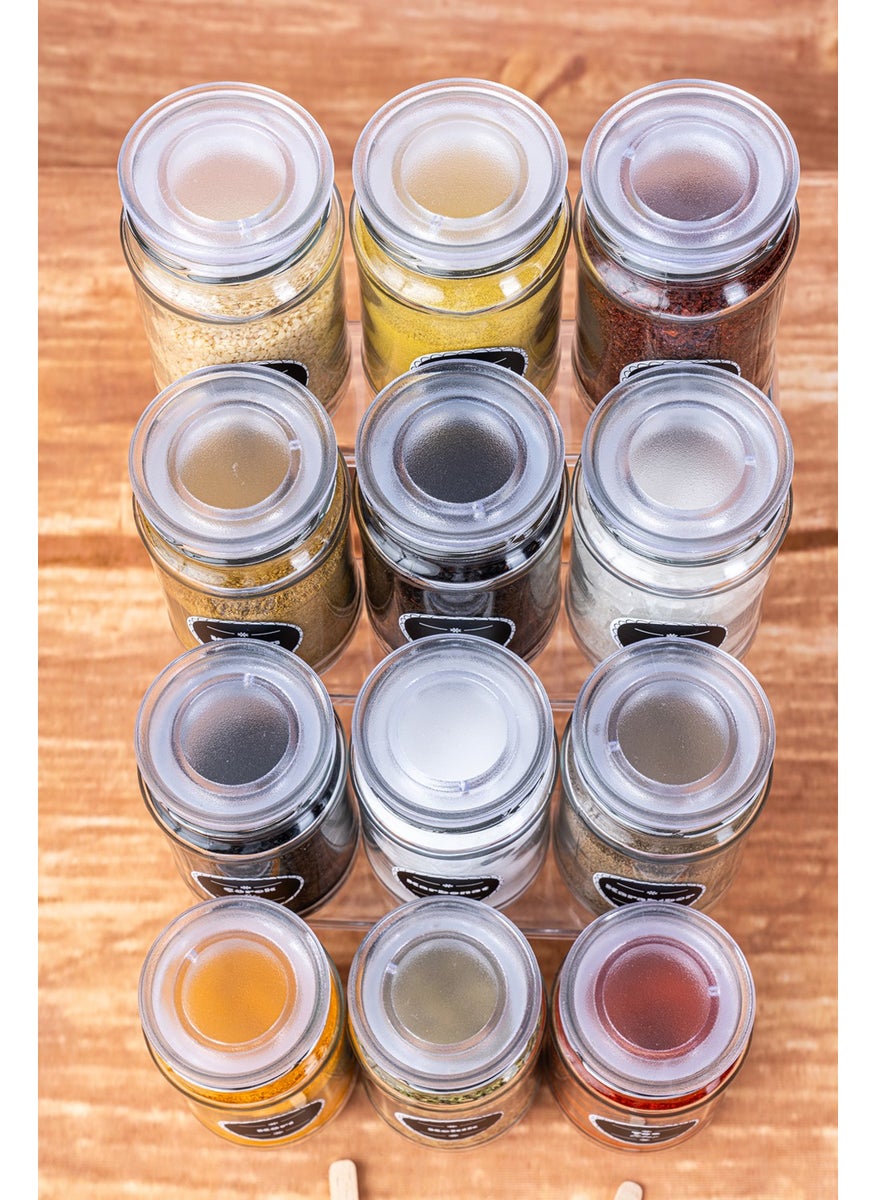 12-Piece Luxury Spice Set with Label, Vacuum Lid and Spoon 330 ml