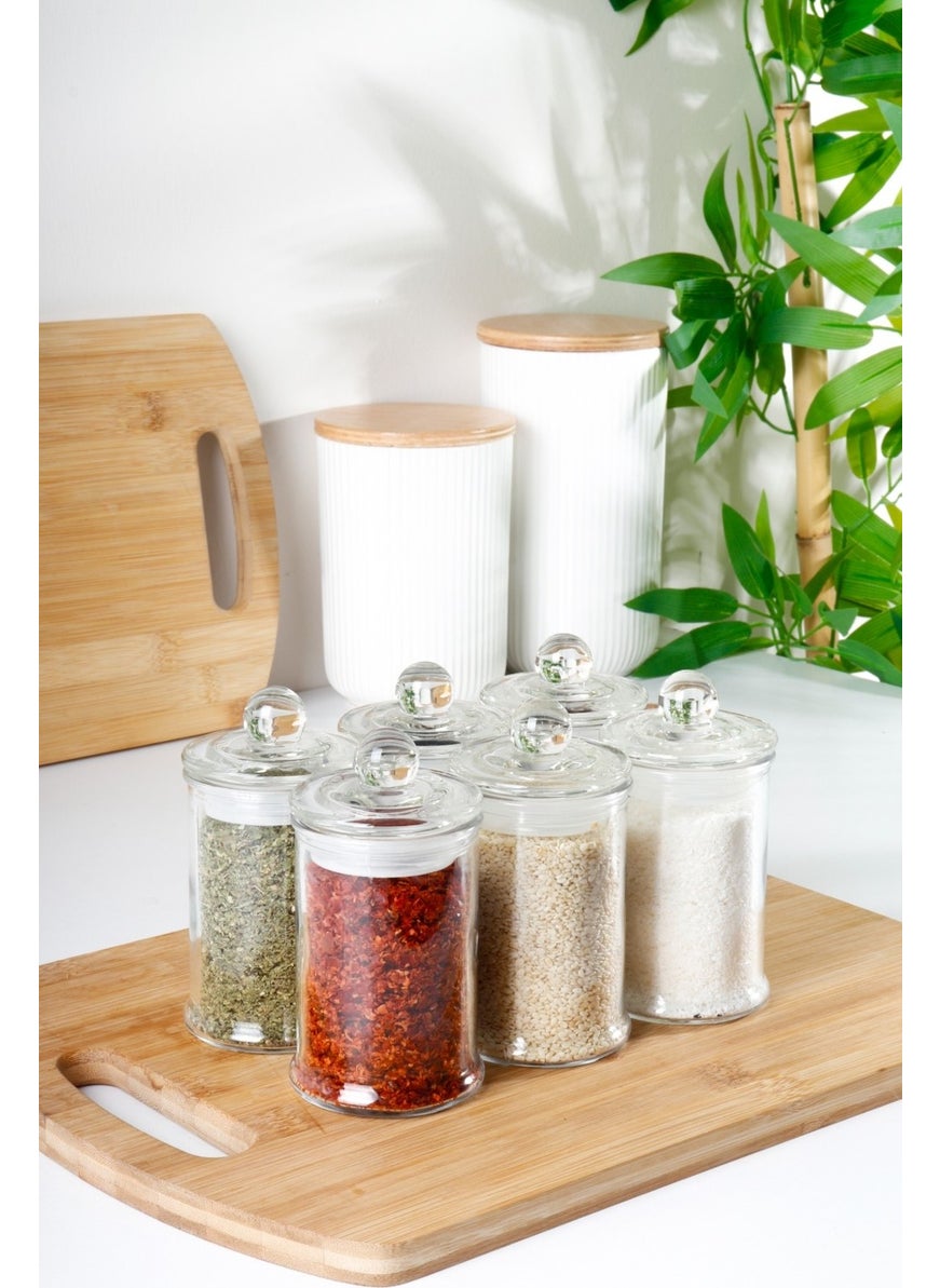 Homenıva 6 Pieces Vacuum Glass Spice Jar with Lid 150 ml