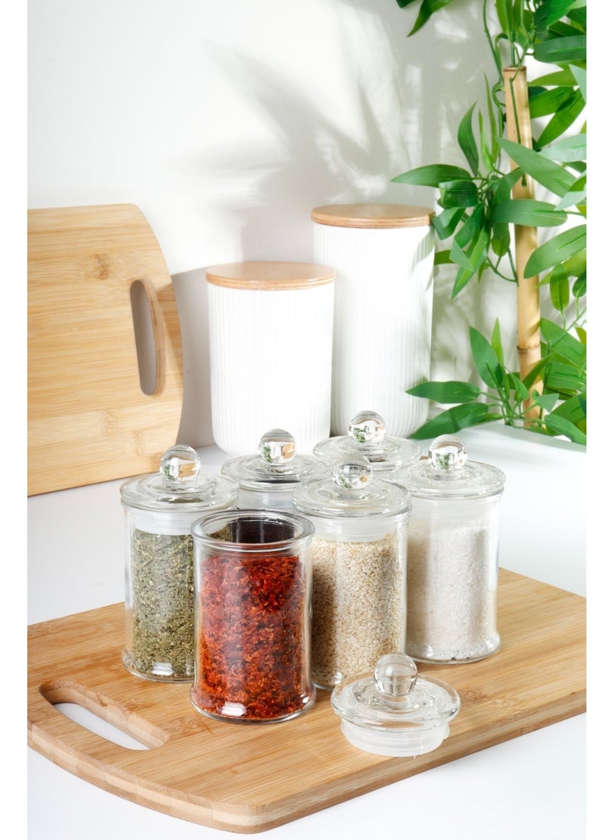 Homenıva 6 Pieces Vacuum Glass Spice Jar with Lid 150 ml