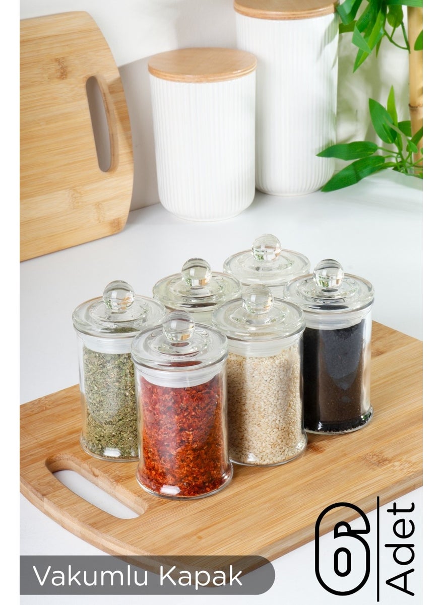 Homenıva 6 Pieces Vacuum Glass Spice Jar with Lid 150 ml