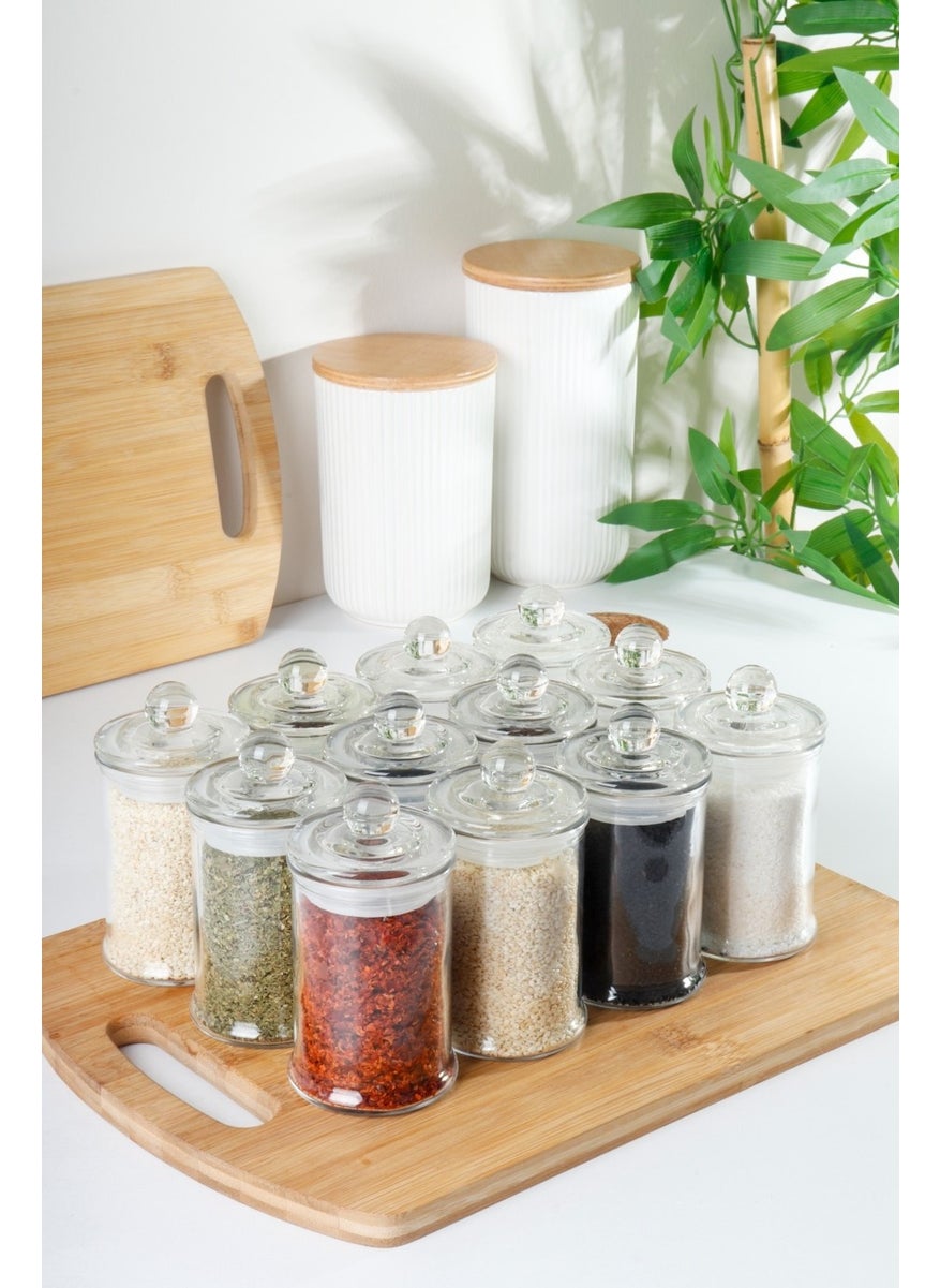 12 Pieces Vacuum Glass Spice Jar with Lid 150 ml