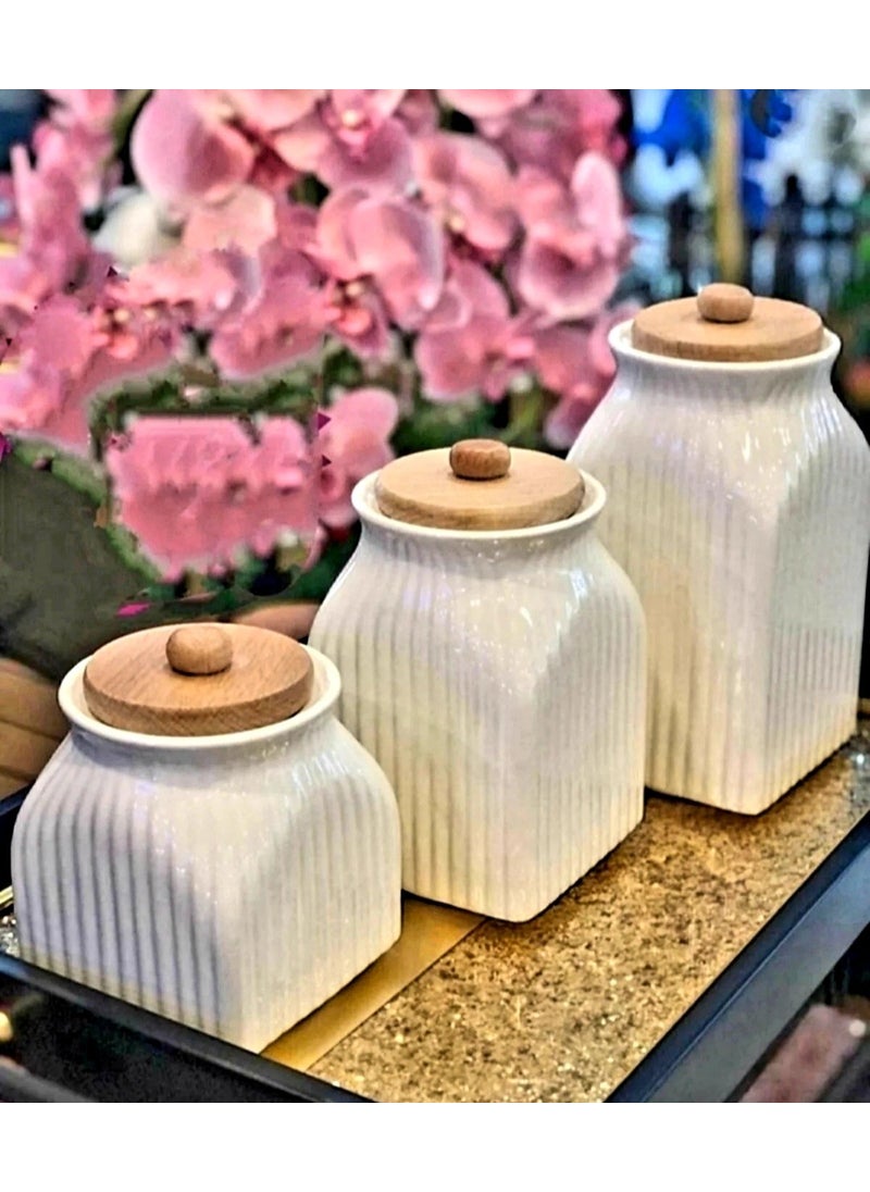 3-Piece Luxury Tea Sugar Salt Storage Jar Set