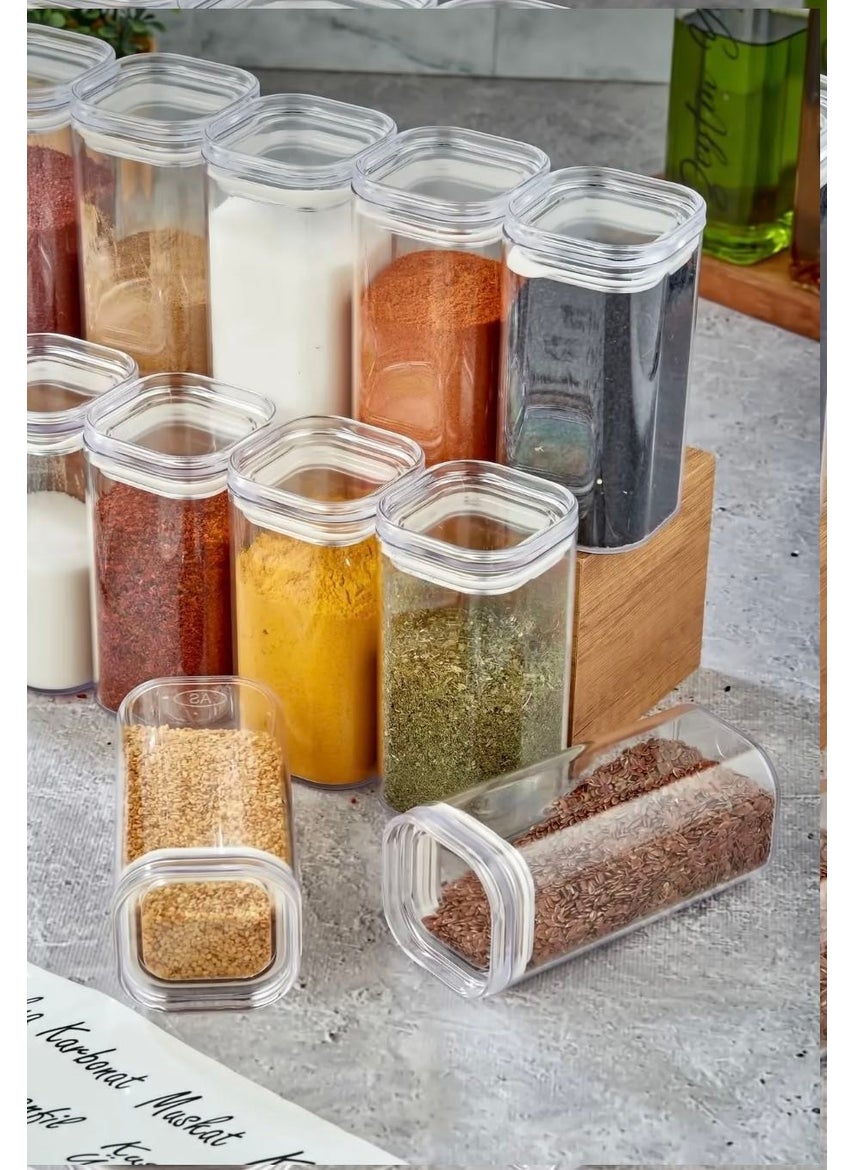 Labeled 300 ml Acrylic Spice Jar Set Storage Container with Transparent Label