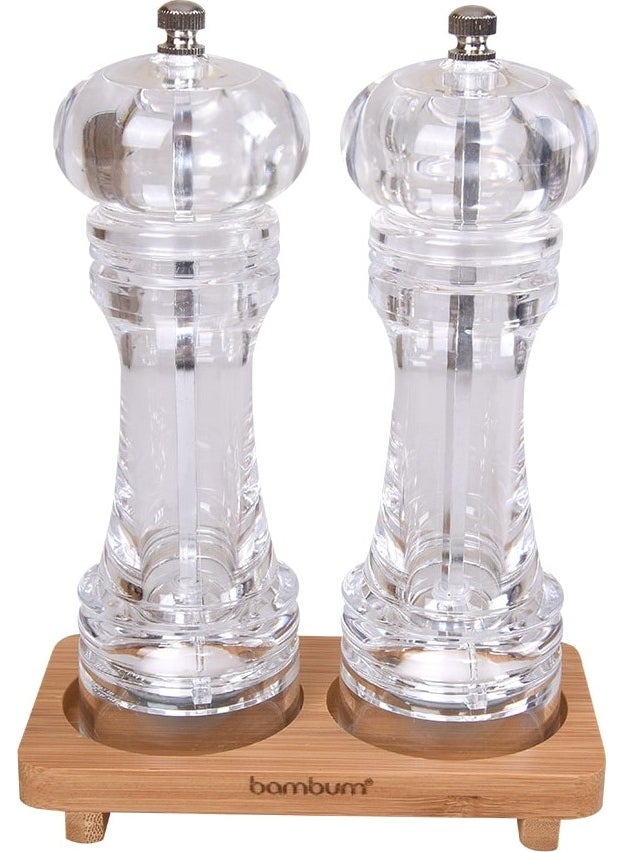 Varela - Set of 2 Salt-Pepper Grinders, Transparent Large