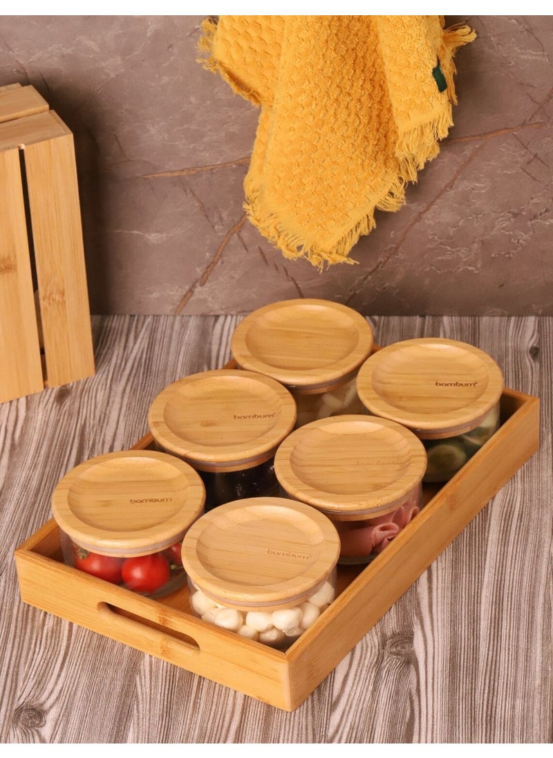 Duo 300ML Glass Breakfast Bowl with 6 Trays and Bamboo Lid