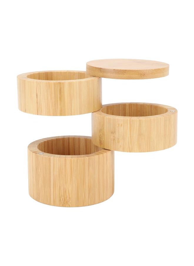 Home 3 Tier Bamboo Wood Container 3 Tier Seasoning Container Bamboo Wood Seasoning Organizer