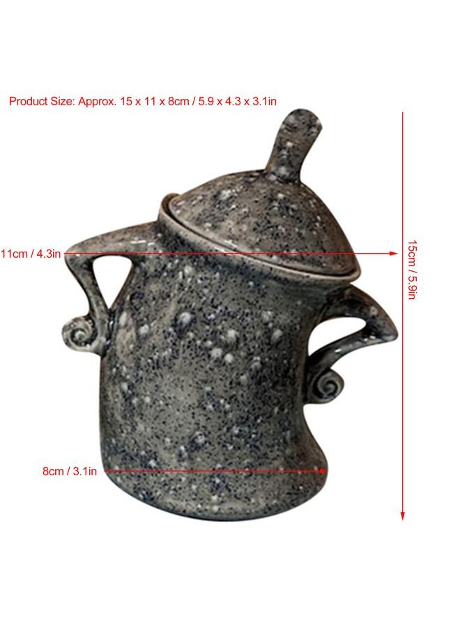 Kitchen Canister Synthetic Resin Storage Jar Condiment Spice Seasoning Storage Container Akimbo Shape Grey