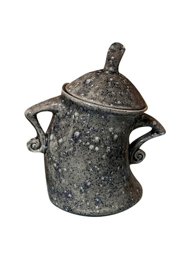 Kitchen Canister Synthetic Resin Storage Jar Condiment Spice Seasoning Storage Container Akimbo Shape Grey
