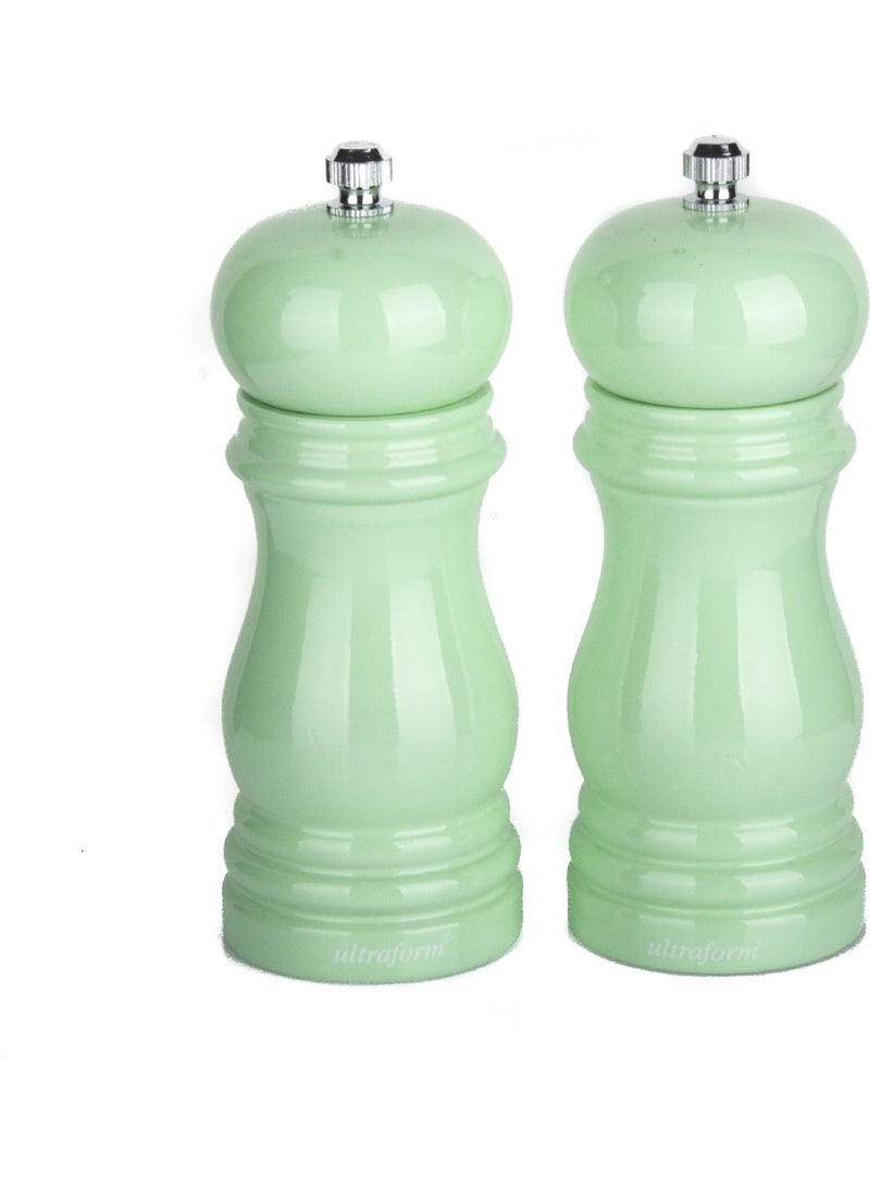 2-Piece Black Pepper Salt Mill Set Light Green