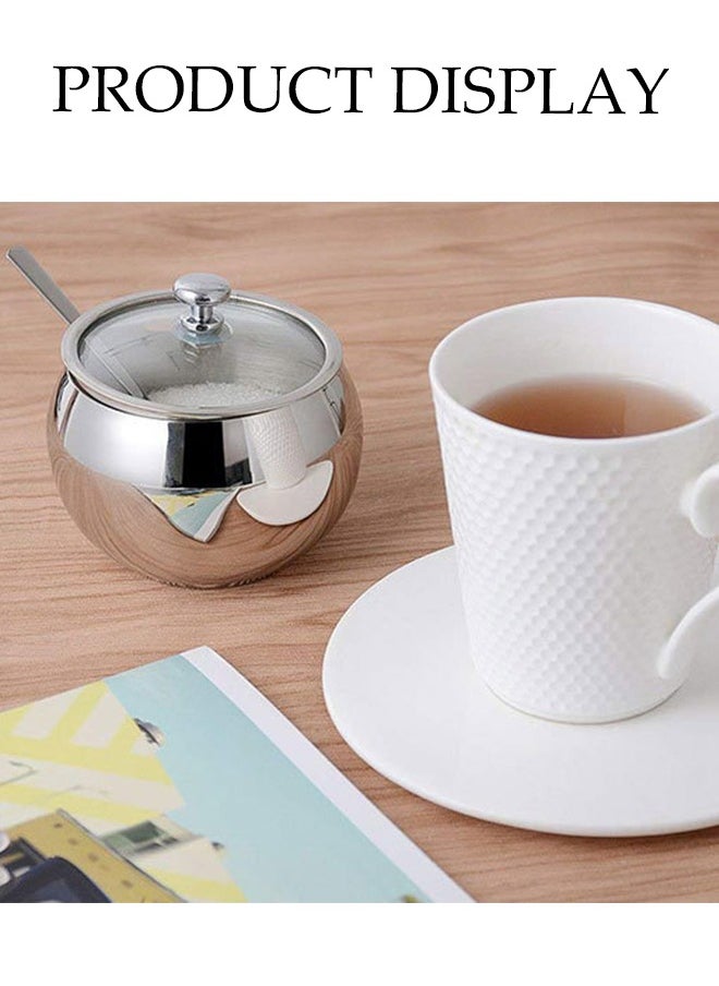Stainless Steel Spice Jar, Multifunctional Seasoning Box, Food Storage Container, Equipped With Spoon And Lid, High Temperature Resistance, Rust Prevention, Suitable For Storing Sugar, Salt, Seasoning, Pepper, 350ml