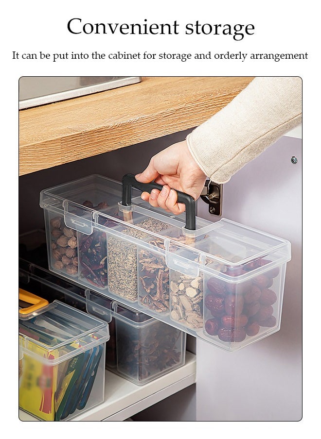 Seasoning Container Set, Household Transparent Spice Storage Box, Kitchen Seasoning Bottle, 6 Detachable Seasoning Boxes, With Handheld And Lid, Snap Design, Moisture Proof And Dustproof, Suitable For Cabinets, Kitchens, Living Rooms