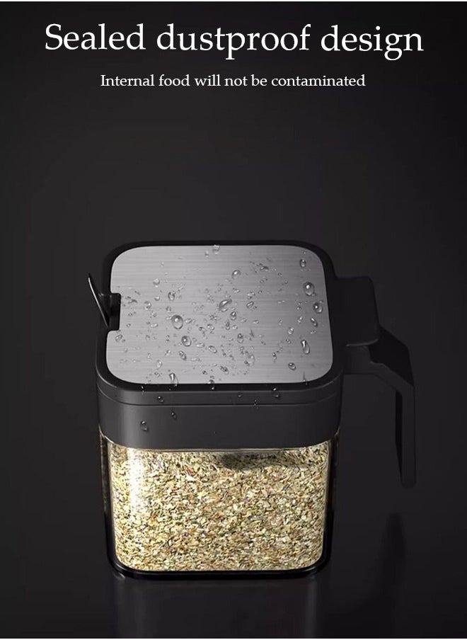 3 Pcs Seasoning Box, Household Spice Container, Kitchen Seasoning Bottle, Equipped Withspoon, Lid, Tray And Label, Handle Design, Dustproof And Moisture Proof, Easy To Clean, Suitable For Home And Kitchen