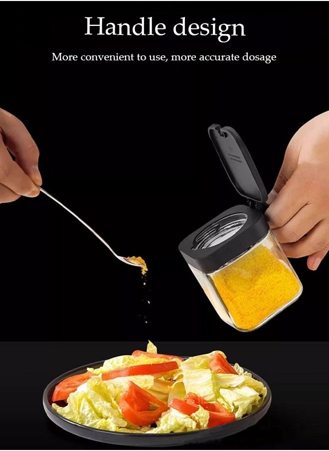 3 Pcs Seasoning Box, Household Spice Container, Kitchen Seasoning Bottle, Equipped Withspoon, Lid, Tray And Label, Handle Design, Dustproof And Moisture Proof, Easy To Clean, Suitable For Home And Kitchen