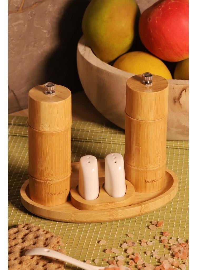 Atbyhome Madras Stand Salt Shaker Pepper Shaker Grinder Mill Set 6 Pieces