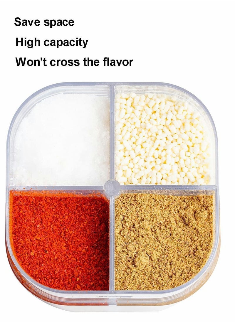 2 Pack 4 in 1 Spice Container Salt and Pepper Shaker Transparent Seasoning Can Filter lumps Jars for Home Restaurant Camping Travel Cooking BBQ