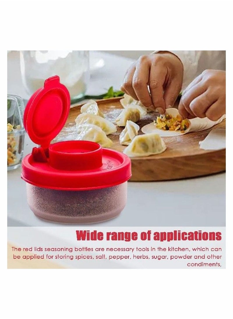 Salt and Pepper Shakers Moisture Proof Set of 2 Small Shaker Mini Plastic Airtight Spice Jar Dispenser to go Camping Picnic Outdoor Kitchen Lunch Boxes Travel Clear