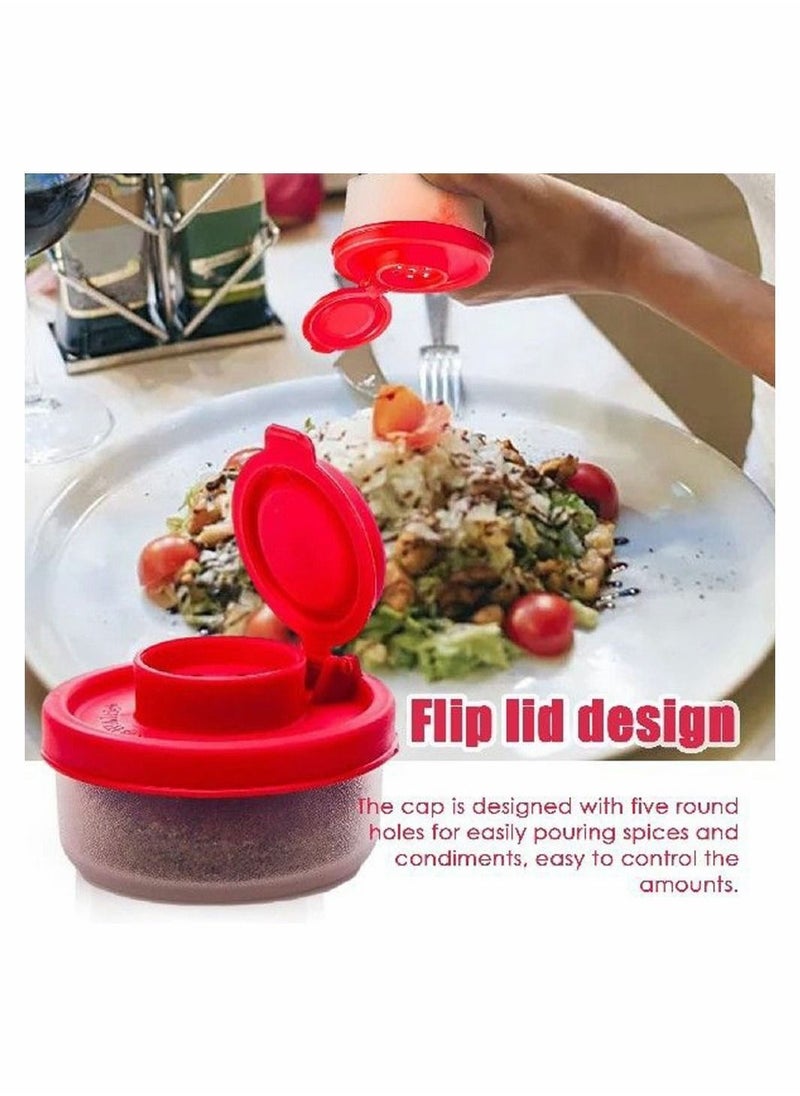 Salt and Pepper Shakers Moisture Proof Set of 2 Small Shaker Mini Plastic Airtight Spice Jar Dispenser to go Camping Picnic Outdoor Kitchen Lunch Boxes Travel Clear
