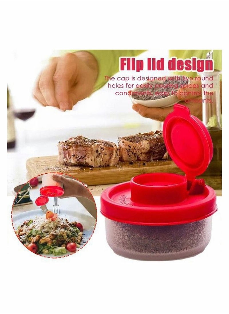 Salt and Pepper Shakers Moisture Proof Set of 2 Small Shaker Mini Plastic Airtight Spice Jar Dispenser to go Camping Picnic Outdoor Kitchen Lunch Boxes Travel Clear