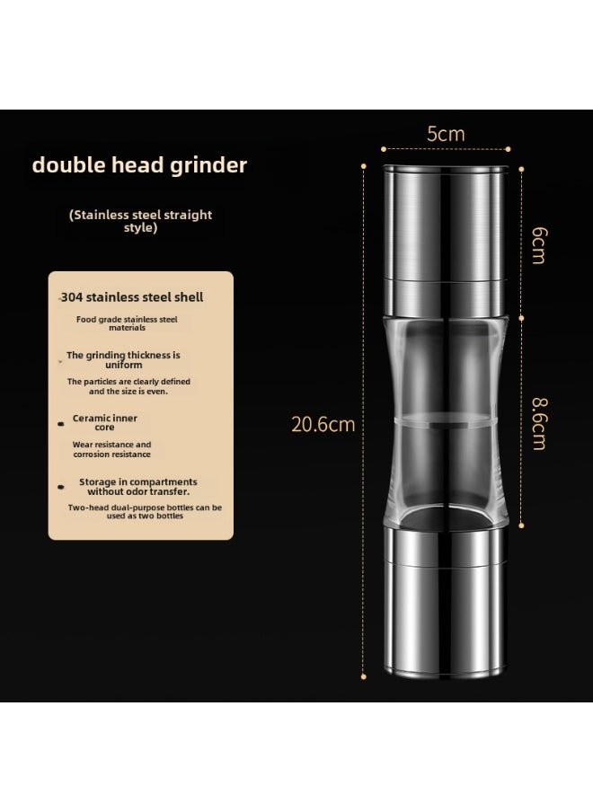 Stainless Steel Dual Head Pepper Grinder Manual Spice MillDouble-headed stainless steel straight Double-headed stainless steel straight