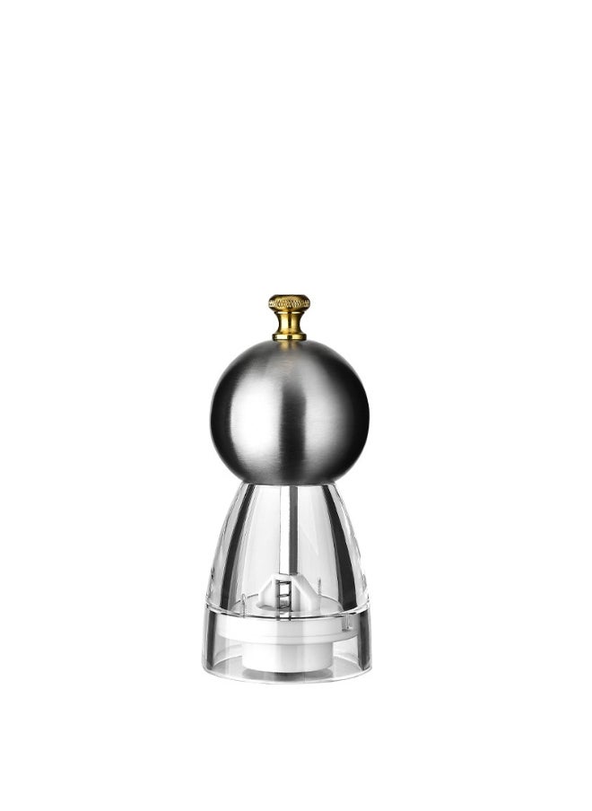 Manual Acrylic Pepper Salt Grinder Ceramic Core 5 inch stainless steel round head