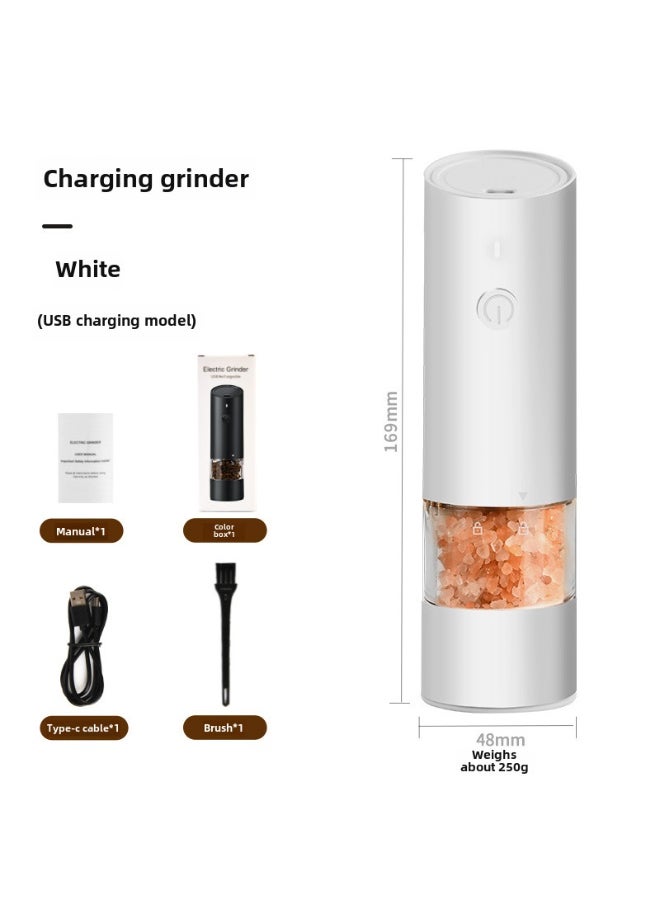 Portable Electric Spice Grinder USB ChargingUSB pepper mill oblique head white single USB pepper mill oblique head white single