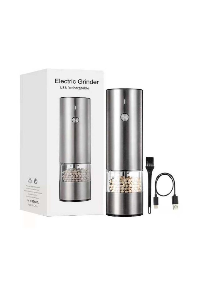 Portable Electric Spice Grinder USB ChargingUSB Pepper Mill 28g Silver USB Pepper Mill 28g Silver