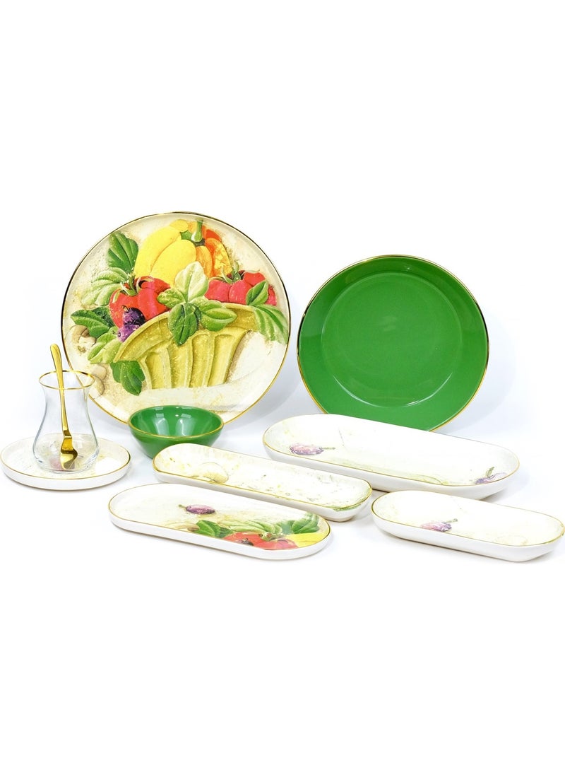 Verdura Gold Gilded 41 Piece Ceramic Breakfast Set