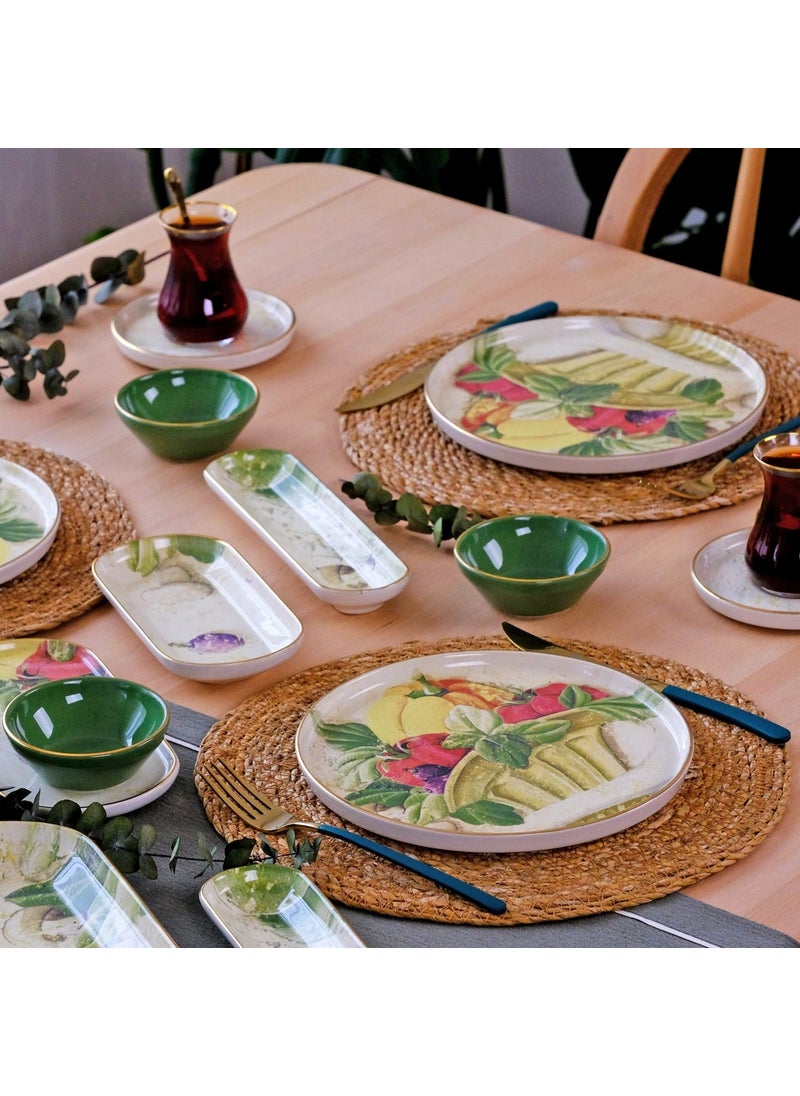 Verdura Gold Gilded 41 Piece Ceramic Breakfast Set