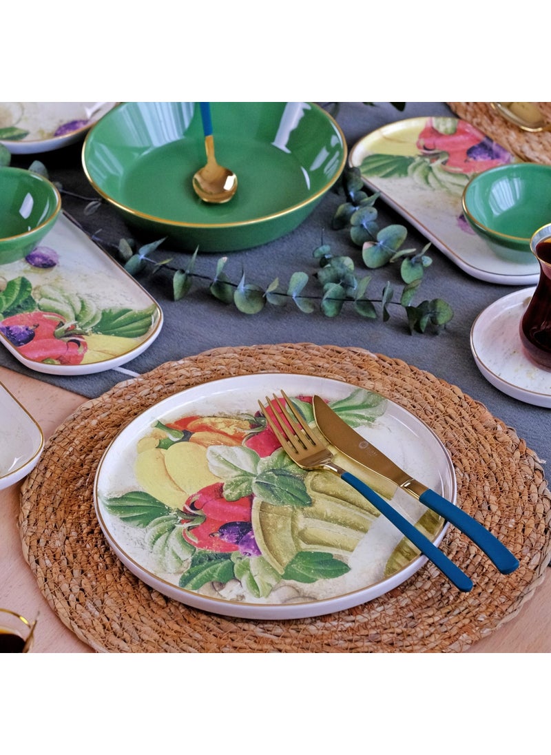 Verdura Gold Gilded 41 Piece Ceramic Breakfast Set