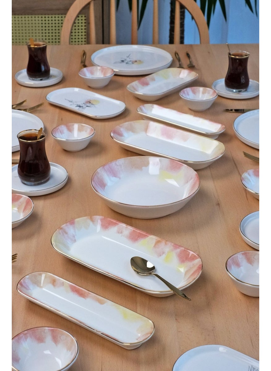 Sunset Gold Gilded 41 Piece Ceramic Breakfast Set for 6 People